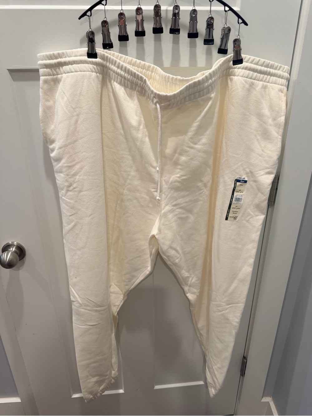 NWT Terra & Sky 4X 28W-30W White Fleece Sweatpants Plus Size